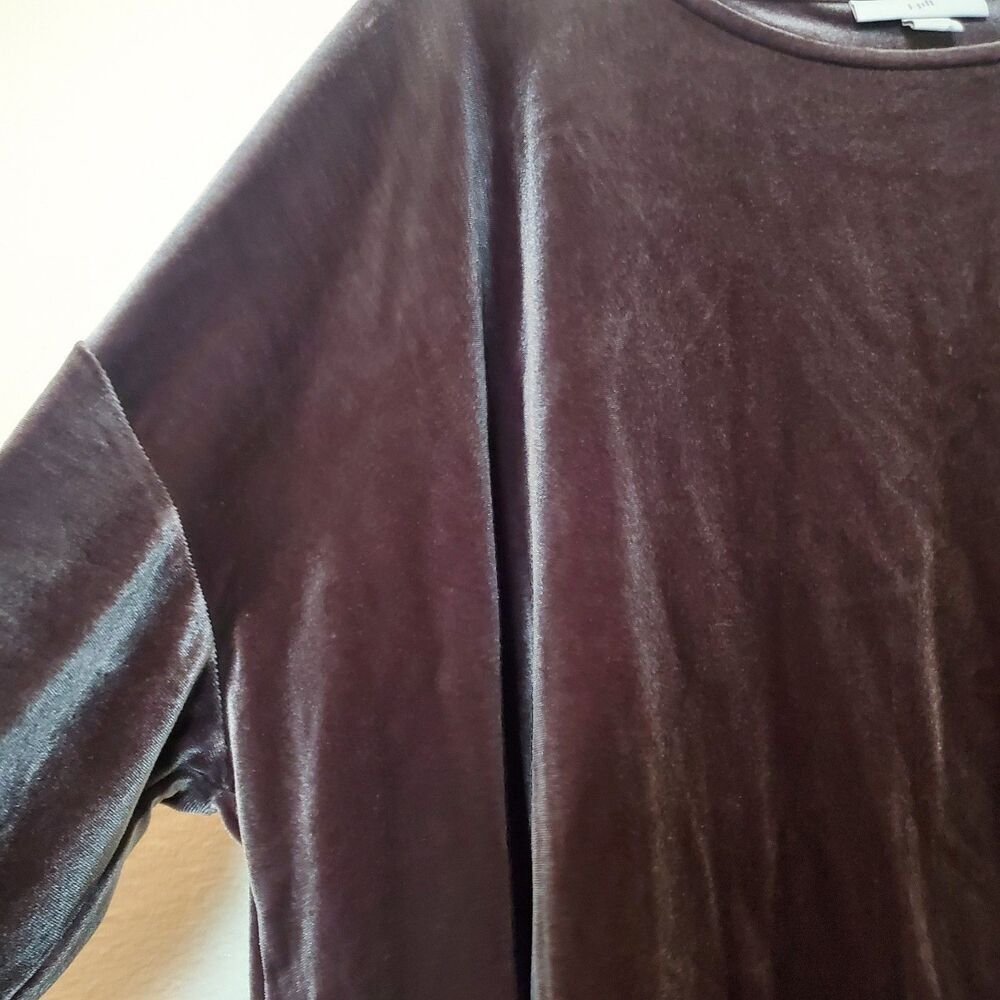 J. Jill Women Top Blouse‎ Shirt Sz L Brown Velvet Boat Neck Long Sleeve Hi-lo - Picture 5 of 16